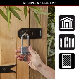 MASTER LOCK Heavy Duty Padlock, Security level 9/10, Outdoor, Keyed, Laminated Steel, Weatherproof, Medium Shackle