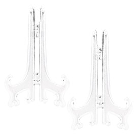 Funzhan 2pcs Clear Acrylic Easels Plastic Plate Stands Holders Fold Display Stand Picture Frame Photo Artwork Home Decoration - 9 Inch