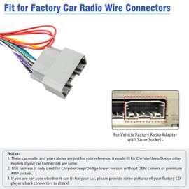 Jayubien 22Pin Radio Wire Harness Replacement for Chrysler Dodge Jeep Stereo Adapter 08-16,ISO Car Stereo Wiring Harness Connector with Ignition Cable