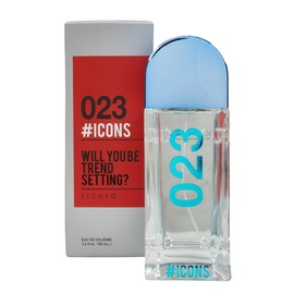 023 HASHTAGS # ICONS WILL YOUBE TREND SETTING? EAU DE COLOGNE 3.4 FL. Oz. Aromatic Fougère Fruity Woody fragrance For Men.