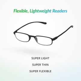 SAV Flex 2 E5020 Slim Oval Super Flexible Reading Glasses - Durable, Lightweight Readers