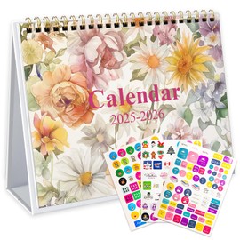 Gannyfer Small Desk Calendar 2025-2026, Small Standing Flip Calendar,July 2025 - Dec 2026, 18 Monthly Simplicity Desktop Calendar for Home, School and Office, 6" x 8" (3 Stickers Included)