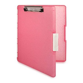 Dexas Slimcase 2 Plastic Clipboard with Storage and Side Opening, Pink Glitter, Office Supplies Clipboards to Organize, Carry and Store, A4 Holder, Style and Functionality Nursing Clipboards