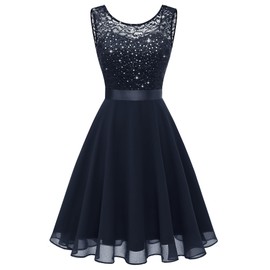 BeryLove Homecoming Dresses for Teens Short Sequin Party Dress Sleeveless Prom Wedding Formal Cocktail Evening Gown 05XP Navy S
