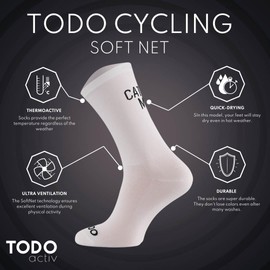 TODO Men's and Women's Cycling Socks Breathable Road Bike Socks Men's Cycling Socks with Motif Also Running Socks, With white - Catch Me If U Can, 43 - 46