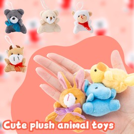 40 Pack Mini Plush Animals Toys Bulk Cute Small Animals Plush Keychain Decoration for Boys Girls Themed Parties Valentine's Day Supplies Presents Goody Bags