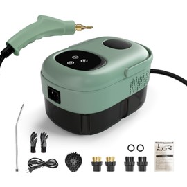2500W Handheld Steam Cleaner, High Pressure Steamer for Cleaning, Portable Steam Cleaning Machine for Home Use With 3 Brushes, Electric Steam Cleaner for Car, Kitchen, Furniture, Grout, Tile (Green)