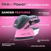 Pink Power 20V Cordless Handheld Wood Detail Sander w/ Battery