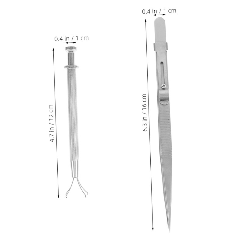 TEHAUX 1 Set Heavy Duty Stainless Steel Jewelry Tweezers Multi