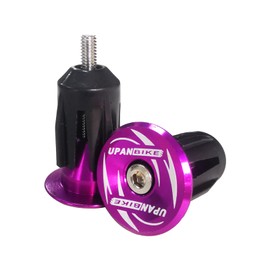 UPANBIKE Bike Handlebar End Plugs Aluminum Alloy Expanding Locking Bar End Caps for Mountain Bike,Road Bike,MTB BMX Fixie,Bar End for Bicycle Grips,1 Pair (Purple-Style2)