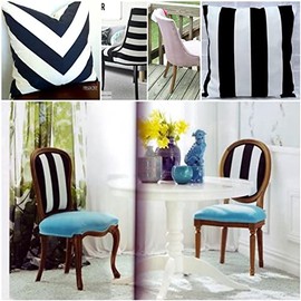 LushFabric Sofia Striped Fabric - 4cm Wide White Stripes for Curtains Upholstery Home Decor Table Runner Material - 140cm Wide (1 Metre, Black)