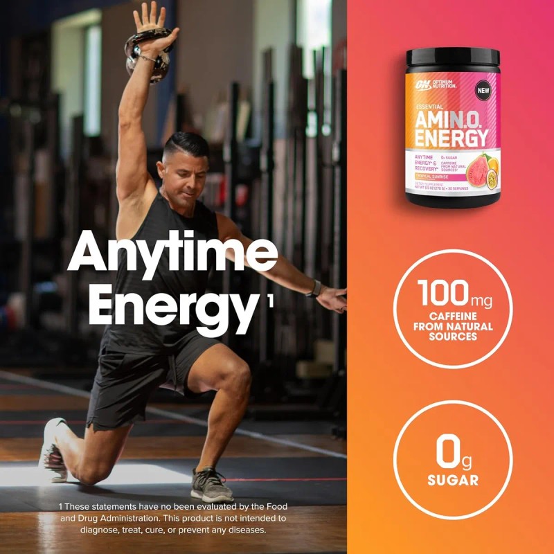 Optimun Amino Energy Aminoácidos Esenciales L Sabor Tropical Sunrise