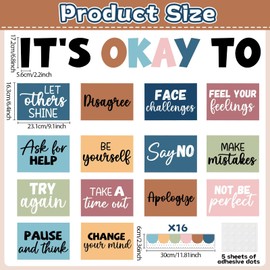 Boho IT’S OK to Bulletin Board Set Mental Health Classroom Decorations Growth Mindset Back to School Wall Art Decor Emotion Cutouts for Kid Teacher School Counselor Therapy Calm Corner Supplies