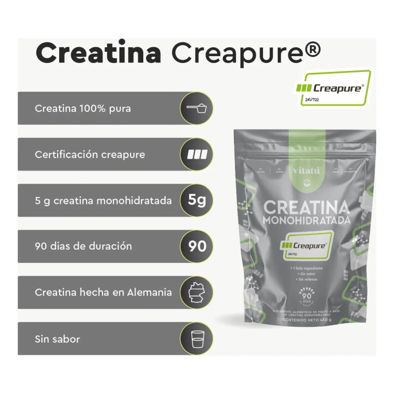 Vitatú Creatina Monohidratada Creapure Alta Pureza Sabor