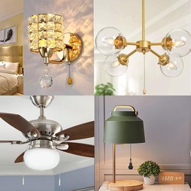 Nickel 120"Extra Long Rust Proof Ceiling Fan Pull Chain 3MM Beaded Ball Light Pulls Extension Ornament Chains with 20 Connectors