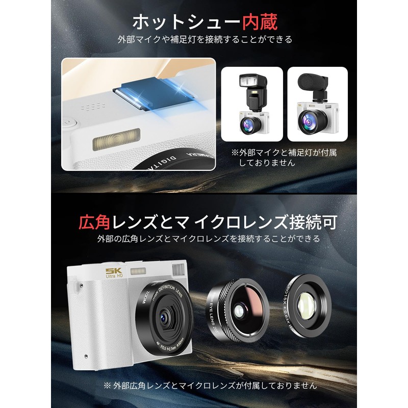 Moledro WIFI Transfer Function, Digital Camera, 5K 64 Megapixels, Dual