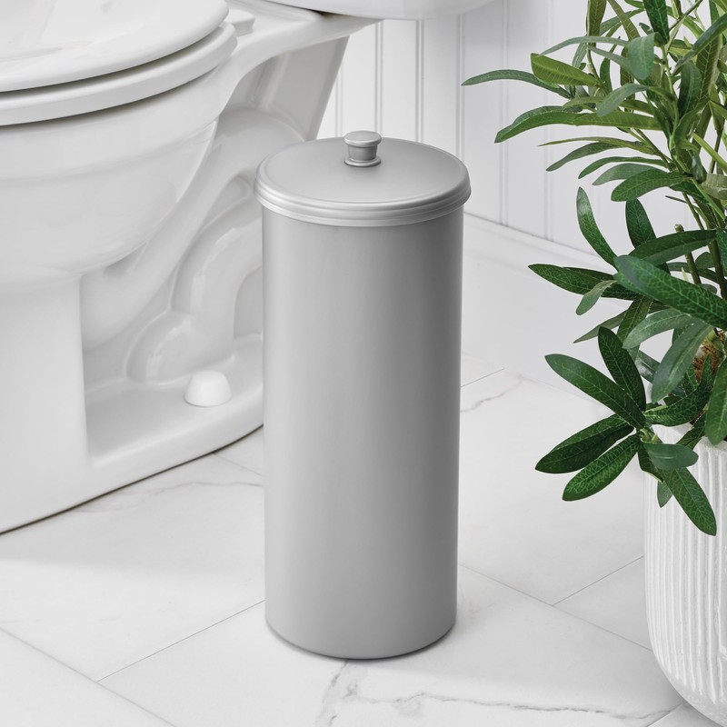 iDesign Freestanding Bathroom Toilet Paper Storage Holder with Lid for