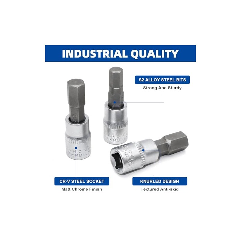 DAKCOS Hex Bit Socket Set 1/4" Drive 9 Pieces Allen