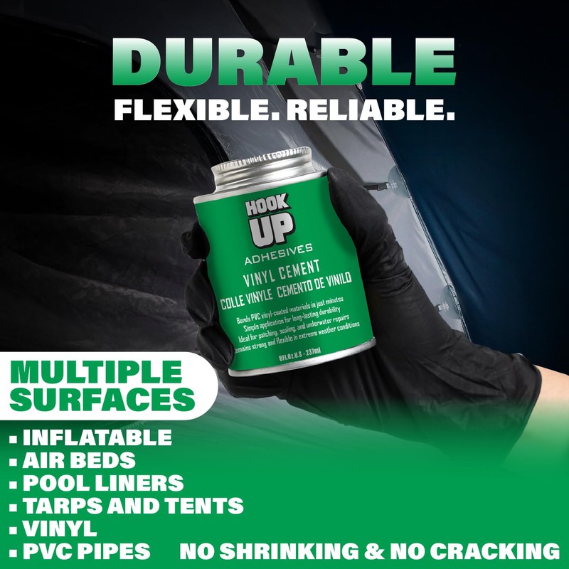 HOOK UP, 2 Packs Premium Waterproof Vinyl Cement Glue for