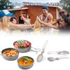 Aomiun Camping Utensil Set 3 Bowls Spoon Fork Combo Titanium