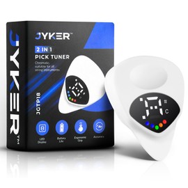 Jyker USA Guitar Tuner Pick 2-in-1 - Digital with LED Screen, 0.6mm Plectrum, 12 Equal Temperaments, Precision Tuning for Electric & Acoustic Guitars, Bass, Ukulele, Violin, Bass, Banjo, Chromatic
