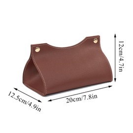Tissue Box, Leather Tissue Box Bag, Rectangular Leather Cosmetic Tissue Box, Creative Tissue Box, Leather Cosmetic Tissue Box for Home, Living Room, Kitchen, Car, Office Tissue Storage (Dark Brown)