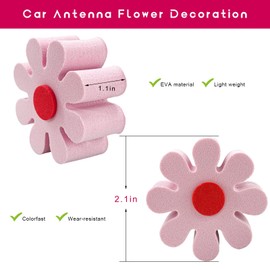 ZNDAW Daisy Car Antenna Topper, EVA Foam Daisy Antenna Decoration Rearview Mirror Dangler, Automotive Roof Toppers Lovely Flower Aerial Ball Cute Dashboard Accessory for Women Men (Pink)