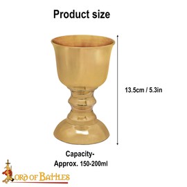 Lord of Battles Pure Brass Ceremonial Goblet 200 ml Small Wine Drinking Goblet Medieval Style – Drinking Cup Goblet for Wine | Historical Chalice – Tavern Calyx Medieval Recreation LARP Viking