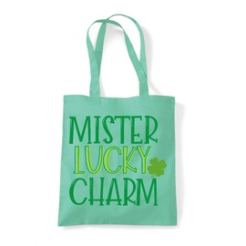 Mister lucky charm shamrock cotton tote shopping bag - Mint