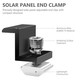 Solar Panel Mount End Clamp 30 mm Black: Solar Panel Bracket, Pack of 10 Mounting Solar Module, Solar Panel Z-Holder Solar Brackets, Adjustable Clamp, Holder Solar Panel for PV Photovoltaic
