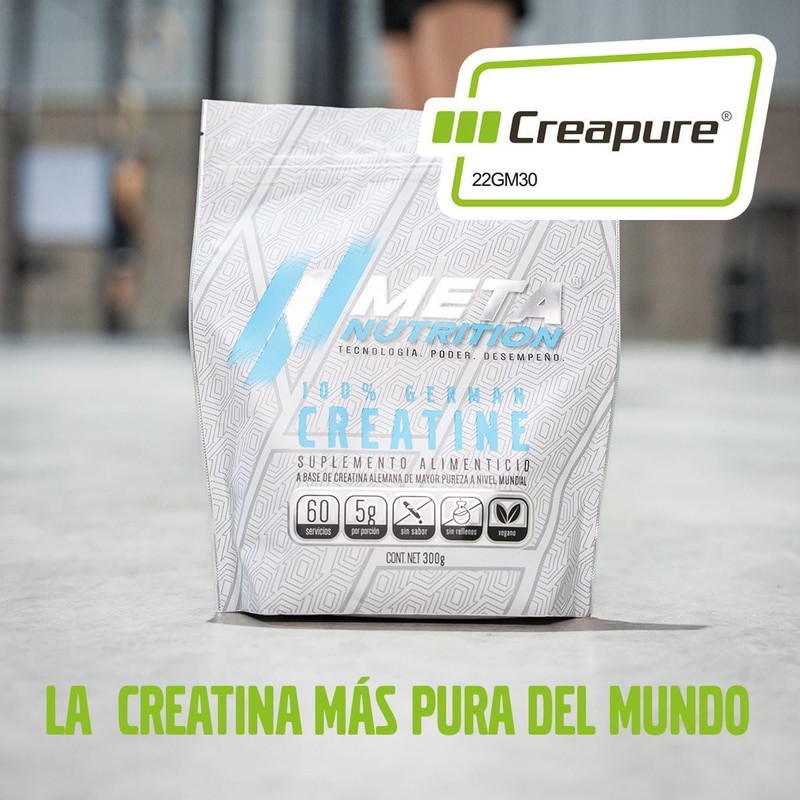 Meta Nutrition, Creatina Monohidratada Alemana Creapure®, 300g, 60 servicios.