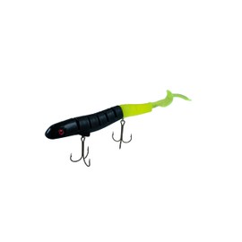 Delong Lures - Musky Fishing Lures, 11" Flying Witch Fishing Lures for Bass, Pike, Musky - Segmented Rip Baits Slow Sinking Swimbaits, Freshwater & Saltwater Tackle - Made in USA (Black/Chartreuse)