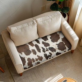 Annejudy Cow Hide Print Couch Cover Sofa Covers for Cushion Couch Sofa Slipcovers Washable Sofa Cover for Dogs Pets Anti-Scratch Individual Couch Cushion Covers with Elastic Bottom