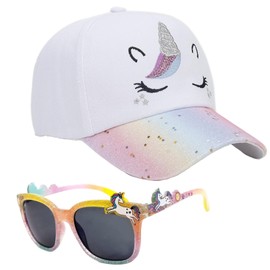 Matreeglam Unicorn Baseball Cap Girls Baseball Cap Adjustable Baseball Cap with Sunglasses Snapback Cap Sun Hat Baseball Cap Children Gift, White, Unit size