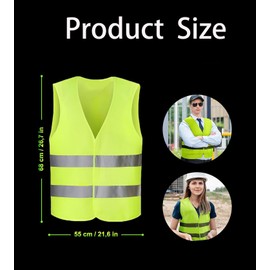 STOUCLA Pack of 4 Universal Size Safety Vests for Car, 360° Safety Vest, Reflective Vest, Washable, for Cyclists, Police, Workers, Drivers