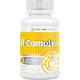 HEALTHADDICTION B Complex - Complejo B de Vitaminas B1, B2, B3, B5, B6, B7, B9, B12-60 Tabletas de 700mg para Energía y Bienestar