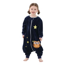 outfit spring Baby Cartoon Sleeping Bag with Feet, Sleeping Romper with Legs, Long Sleeves, Zip, Cute Pyjamas, Sleeping Bag for Children, Girls, Boys, 1-6 Years, Four Seasons, owl