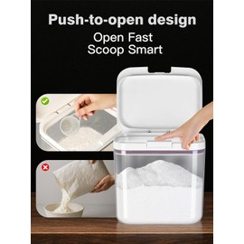 LivLab Mker Rice dispenser 5lbs Flour sugar storage containers with One-Press Lid | BPA-Free Clear PET Airtight food container with scoop| Stackable cereal Storage Organizer 8x6.5x5.5in 2.8L/6Lbs