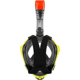 Aqua Speed Drift Adult 180° Panorama Full Face Snorkel Mask + Microfibre Towel Diving Mask with Snorkel Foldable Holder for Action Camera, Sizes: L - XL, Colours: Olive/Black