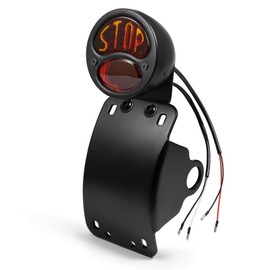 Amazicha LED License Plate Brake Light Tail Light with 1 Inch Axle Hole Curved Bracket Compatible for Harley Sporster Bobber Choppers