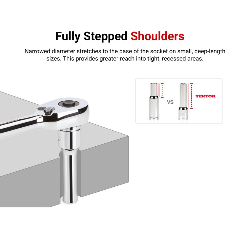 TEKTON 1/4 Inch Drive x 8 mm Deep 6-Point Socket