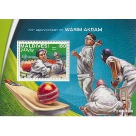 Maldives miniature sheet 947 (complete. issue.) unmounted mint/never hinged ** MNH 2016 Wasim Akram (Stamps for collectors) Ball games without football (basketball/handball/baseball …)