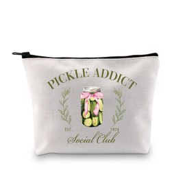 GJTIM Pickle Gift For Pickle Lovers Canned Pickle Addicts Social Club Coquette Bow Makeup Bag Canning Enthusiasts Gift (Pickle Addict Bag)