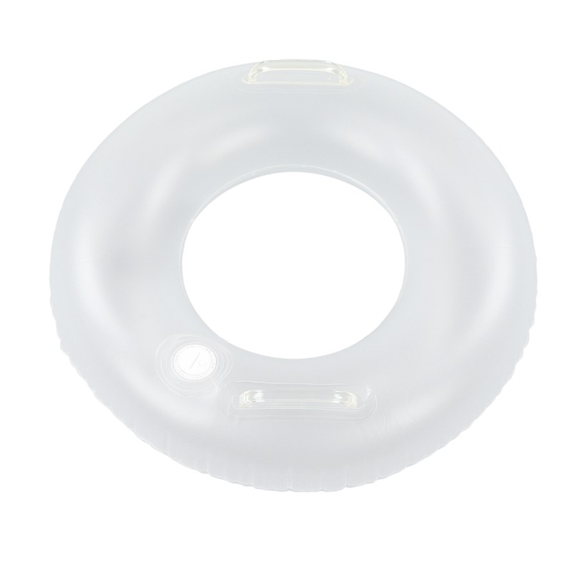 LED Inflatable Swim Ring with 2 Handles Transparent Swimming Floating