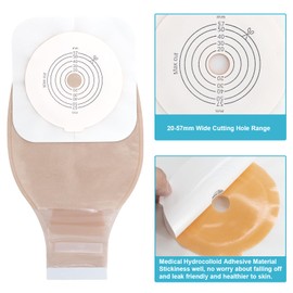 KONWEDA 21PCS Ostomy Bags,Colostomy Supplies,Two Piece Drainable Ostomy Pouch for Ileostomy Stoma Care, Cut-to-Fit (15pcs Bags+6pcs Barrier)