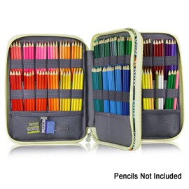 YOUSHARES 192 Slots Colored Pencil Case, Large Capacity Pencil Holder Pen Organizer Bag with Zipper for Prismacolor Watercolor Coloring Pencils, Gel Pens for Student & Artist (Colorful Leaves)