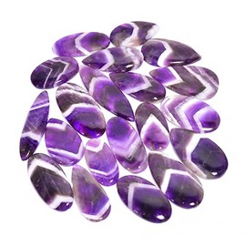 Natural Amethyst Gemstone- Healing Crystals for DIY Jewelry Making -Loose Natural Cabochon -Perfect for Crafting Unique Jewelry Designs Gift for Her, Mother and Wife (5 pcs, 25-35 mm)