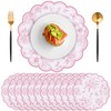 60 Pcs Pink Floral Paper Placemats, 13.5 Inch Disposable Scalloped