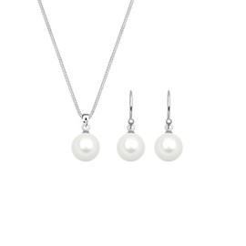 Elli Jewelry Set Ladies Elegant Set Ear Hanger Basic with Shell Core Pearls in 925 Sterling Silver