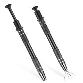 ZEYIYER 2PCS Jeweler Pick up Tool, 4-Clawpiercing Ball Grabber, Piercing Ball Screw Tool, Diamond Claw Tweezers Pearl Grabber Pick up Tool for IC Chip Pearl Bead Small Parts